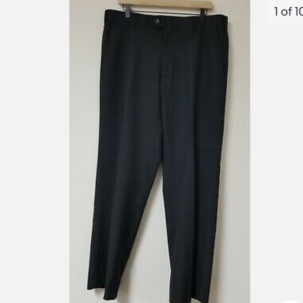 Andrew Fezza FEZ Flat Front Dress Pants Slacks - Black - 38" x 32"